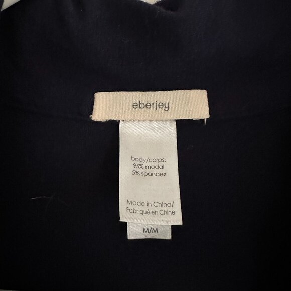 Eberjey Gisele Navy Sleep Romper PJ Pajamas Blue Pink Trim M - Picture 2 of 4